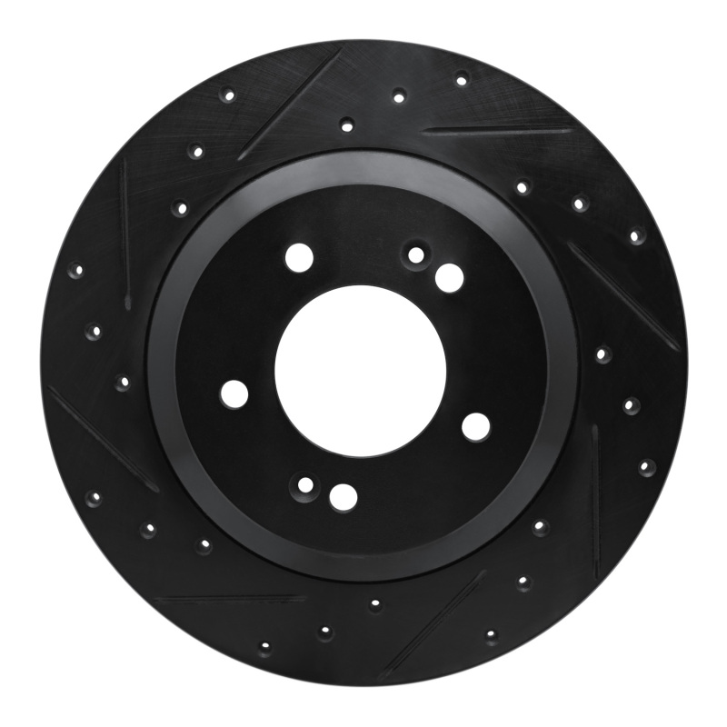 Hyundai Veloster N Brake Rotor (1) - Rear Left - R1 Concepts - Drilled & Slotted - Black - 2022+ Hyundai Veloster N Brake Rotor (1) - Rear Left - R1 Concepts - Drilled & Slotted - Black - 2022+
